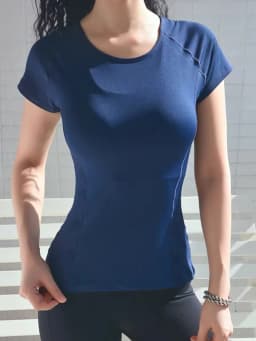 Mesh panel short-sleeve T-shirt women's Korean-style summer trendy small batch black top