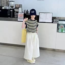 2026 Summer Girls Clothes Child Set Sleeveless Suit Teen Striped T Shirt Crop Top + Wide Leg Loose Pants 4 8 10 12 14 Years