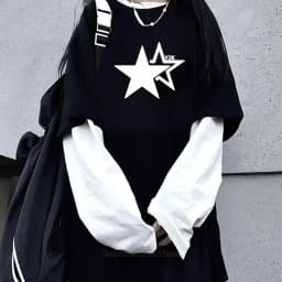 Women Star Y2K Print Graphic Fake Two Long Sleeved T-shirts Fashion Gothic Retro Casual Loose Fake Two Long Sleeved T Shirt