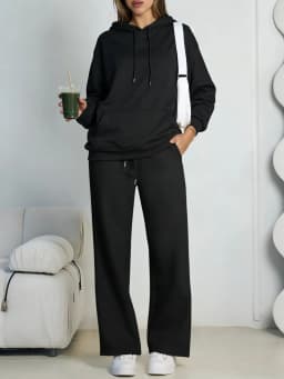 Autumn Winter Women Hoodie+Wide leg pants two pieces Casual pullover loose long sleeve tracksuit comfortable sports Women suit