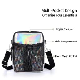 Waterproof Small Crossbody Bag Multi Pocket Shoulder Sling Bag Outdoor Travel Chest Bag with Mesh Pocket for Men Women