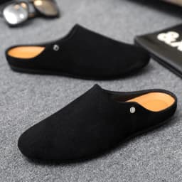 Office Casual Soft Bot Mule Slippers Men's Large Size Slip-On Clog Sle Breathable Flat Heel PU Leather Men oes
