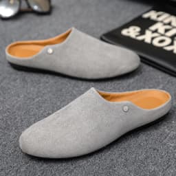 Office Casual Soft Bot Mule Slippers Men's Large Size Slip-On Clog Sle Breathable Flat Heel PU Leather Men oes