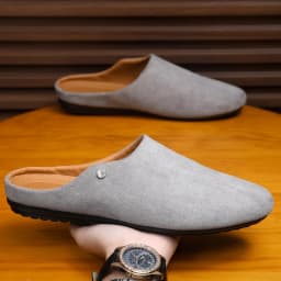 Office Casual Soft Bot Mule Slippers Men's Large Size Slip-On Clog Sle Breathable Flat Heel PU Leather Men oes