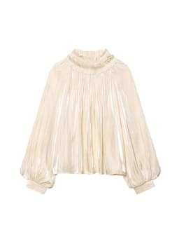 Elegant Shirt For Women 2026 Spring New Office Lady Ruffle Neck Loose Long Sleeved Blouse Chic Soft Ladies Commuter Top