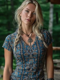 Artistic Bohemian Floral Print Casual T Shirt V Neck Short Sleeve Tee For Women Summer Holiday Travel And Daily Outfits