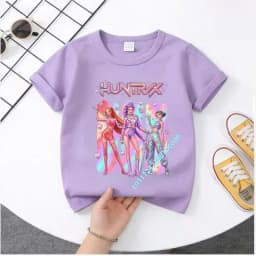 2026 Hot Movie Soft Cotton Baby Girls T Shirt Children's Clothing KPop Demon Hunters Fans Gifts Kids Clothes Fashion Casual Tops