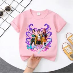 2026 Hot Movie Soft Cotton Baby Girls T Shirt Children's Clothing KPop Demon Hunters Fans Gifts Kids Clothes Fashion Casual Tops