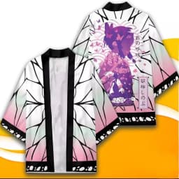 Japanese Anime Character Printed Kimono Cardigan Men Women Summer Butterfly Kochou Shinobu Printed Japanese Traditional Costume