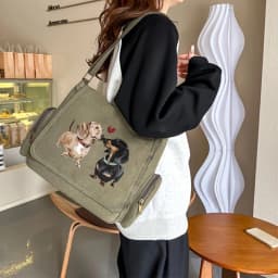 Casual Womens Messenger Bag Canvas Dachshund Print Large Capacity Mens Crossbody Bag Travel Shoulder Bag