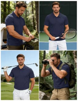 MAGCOMSEN Mens Polo Shirts Short Sleeve Quick Dry Breathable Pique Golf Shirt Tactical Collared Casual Work Shirt