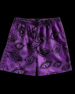 Summer Men's Fashionable Shorts Retro Eye Print Clothing Casual Hawaiian Vacation Shorts Men's Drawstring Breathable Shorts Moto