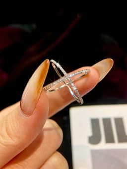 Fashion Simple Real Moissanite Diamond X shaped Ring for Women Party 925 Sterling Silver High Quality Fine Jewelry