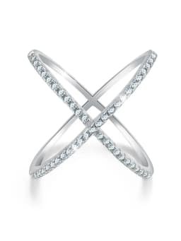 Fashion Simple Real Moissanite Diamond X shaped Ring for Women Party 925 Sterling Silver High Quality Fine Jewelry