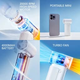 2026 New High Speed Wind Portable Small Turbo Fan 4000mAh Mini Bladeless Handheld Fan USB Rechargeable Hand Held Air Cooling Fan