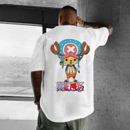 One Piece Men's T-shirt Tony Tony Chopper Summer Anime Autumn Boys Short-sleeved Basic Style Sporty Parent-Child Outfit