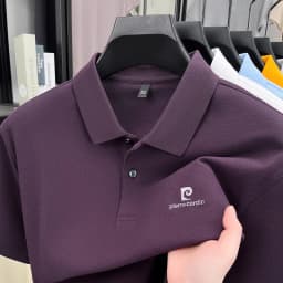 Luxury Brand Men's Letter Embroider Short Sleeve Lapel T-shirt 100% Cotton Polo Shirt Fashionable Commuting Versatile Men's Wear