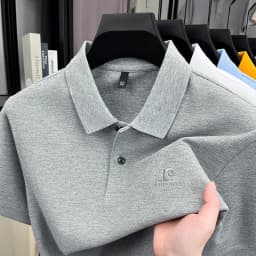 Luxury Brand Men's Letter Embroider Short Sleeve Lapel T-shirt 100% Cotton Polo Shirt Fashionable Commuting Versatile Men's Wear