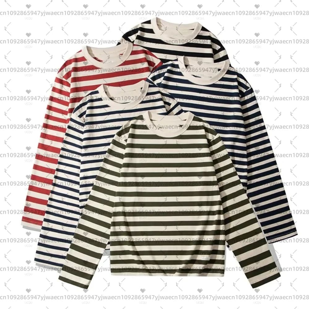 2026 spring Striped Long Sleeve hoodies For Men And Women Couple Classical Round Neck t-shirt Pullover sweatshirt men clothing