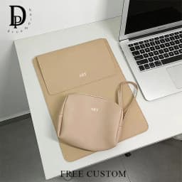 Business Office Commuting Personalized Laptop Pouch Luxury PU Leather Protective Laptop Sleeve With Stand Charger Storage Bag