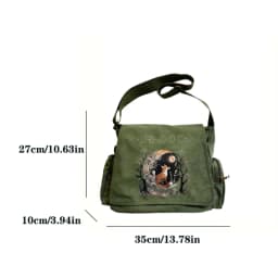 Vintage Womens Crossbody Bag Canvas Fox Moon Print Large Capacity Messenger Bag For Travel Mens Laptop Bag