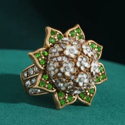 Luxury White Lilac Flower Ring Decoration Gold Color Rhinestones Woman Vintage Jewelry Gift Antique Korean Designer 2026 Wedding