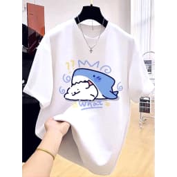 Women's Clothing Shark Printed Fashion Basic Short Sleeve T-shirts Summer Casual Chic Cartoon Print Top Y2k Harajuku Female Tee