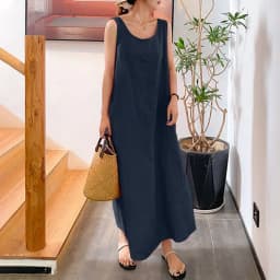 Plus Size Women's Summer Solid Color Comfortable Dress Sleeveless Loose Cotton Thin Breathable Office Lady