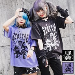 Japanese Original Kawaii Girls Harajuku Style T-shirt Kids Gothic Printed Short Sleeved Y2k Adult Subculture Role-playing Top