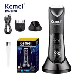 Kemei IPX7 Waterproof Hair Trimmer Private Area Hair Remover Electric Hair Shaving Machine LED Display Bikini Shaver KM-1840