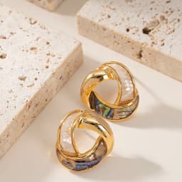 Elegant and exquisite small fragrance dripping oil natural abalone earrings women's light luxury niche high-end commuter earring