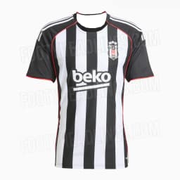 Besiktas JK 2025/26 Home Soccer Jersey Turkish Super Lig Men's Fan Version Black White V-Neck Breathable Football Shirt Kit