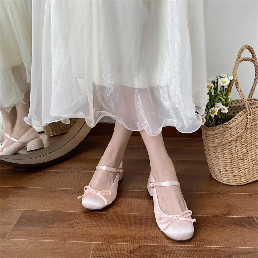 Spring Autumn Thick Heel Pink Shoes Elegant Bow Lolita College Women Sandals zapatos de mujer mary jane shoes Girls High Heels