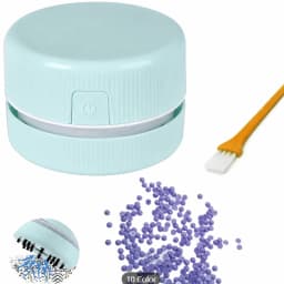 Mini Desk Vacuum Cleaner, Portable Desktop Cleaner for Crumbs/Paper/Eraser Debris, Battery-Powered with Brush, Cute Macaron Colo