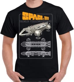 Men's T-shirt with a space theme and 1999 Eagle spacecraft design Casual T-shirt for space enthusiasts and science fiction fans.