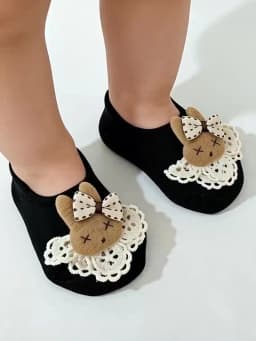 3/5 Pairs of Child Cute Little Rabbit Decorative Plain-Color Boat Socks, Ankle Socks Are Suitable for 0-24m Babies for Daily Wear