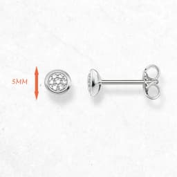 Glam Round White Stone Ear Stud Earring Europe Style Fine Jewerly For Women Classic Gift In Pure 925 Sterling Silver
