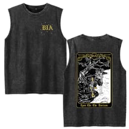 Justicia Brothers in Arms Vintage Acid Washed Tank Tops T Shirts Men Women Clothing Casual Oversized Sleeveless Vest T-shirts
