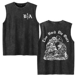 Justicia Brothers in Arms Vintage Acid Washed Tank Tops T Shirts Men Women Clothing Casual Oversized Sleeveless Vest T-shirts