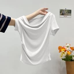 Summer Women's Design Sense One Shoulder Versatile Top Slim Fit Irregular Short Sleeved T-shirt Casual Daily Trend Street Style