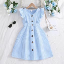 Fashion Summer Kids Dress Sweet Stripes Dopamine Dress Fresh Breathable Girls Dress