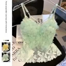 Pink Heavy Industry Flower Hot Diamond Vest Women's Outer Wear with Chest Pad Suspender Shirt Sleeveless Mesh Top Tank Top