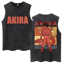 Washed Anime Akira Classic Tank Tops Science Fiction 90s Movie Shotaro Kaneda Vintage Sleeveless Tshirt Men Casual Cotton Vests