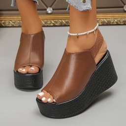Women Sandals High Quality Summer Leather Wedge Sandals Women New Platform High Heels Shoes Sexy Open Toe Elegant Sandals