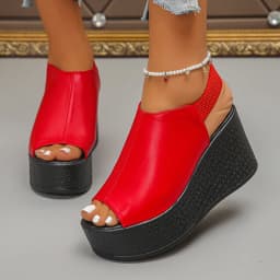 Women Sandals High Quality Summer Leather Wedge Sandals Women New Platform High Heels Shoes Sexy Open Toe Elegant Sandals
