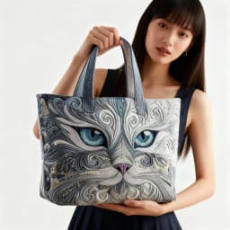 Cat Patterns Women Quilted Tote Bag Vintage Lightweight Canvas Shoulder Bag Large Capacity Cotton Travel Handbag Lady Girl