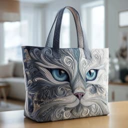 Cat Patterns Women Quilted Tote Bag Vintage Lightweight Canvas Shoulder Bag Large Capacity Cotton Travel Handbag Lady Girl