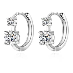 JoiasHome Moissanite Hoop Earrings With Certificate 4mm and 6.5mm D Color 925 Sterling Silver Fashion Women Earrings