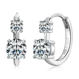 JoiasHome Moissanite Hoop Earrings With Certificate 4mm and 6.5mm D Color 925 Sterling Silver Fashion Women Earrings