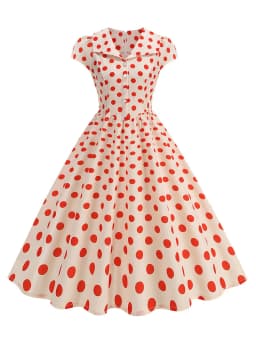 Women's Polka Dot Summer Dress 50s Retro Vintage Peter Pan Collar A-Line Outfit for Party And Daily Wear